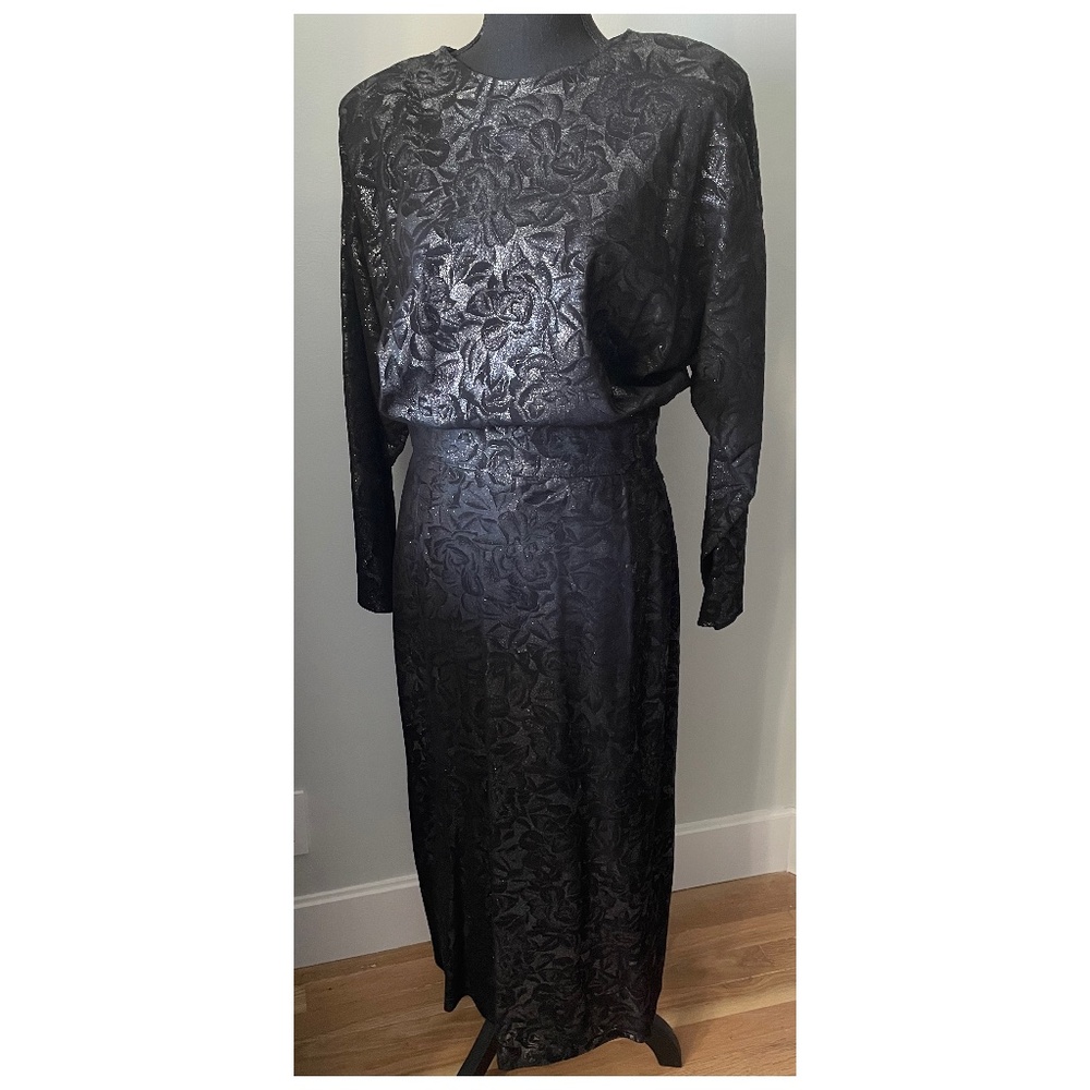 Vintage Silver Embossed Suede Leather Dress/Gown W/ Cut Out Back